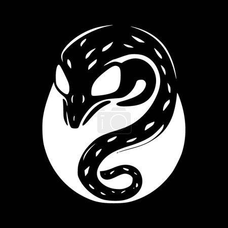 Téléchargez les illustrations : Serpent - icône isolée en noir et blanc - illustration vectorielle - en licence libre de droit