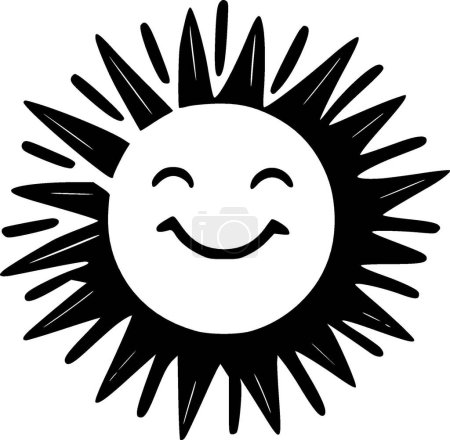Illustration for Sunshine - black and white vector illustration - Royalty Free Image
