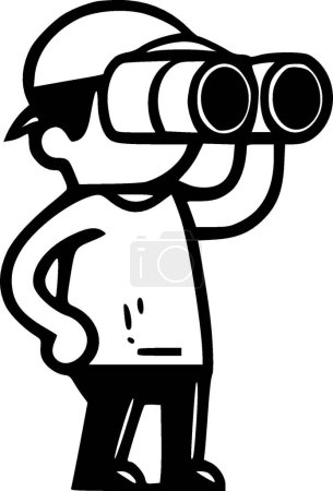 Illustration for Binoculars - black and white isolated icon - vector illustration - Royalty Free Image
