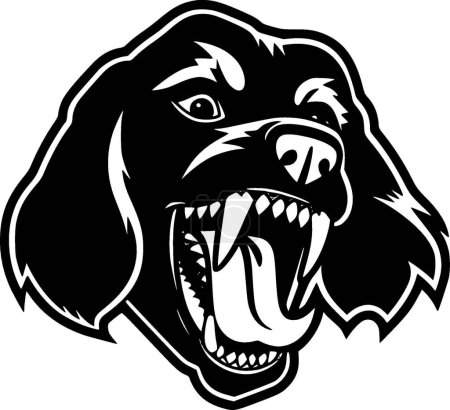 Dog - black and white vector illustration