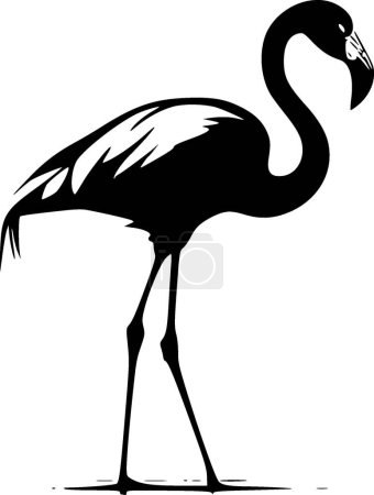 Illustration for Flamingo - black and white vector illustration - Royalty Free Image