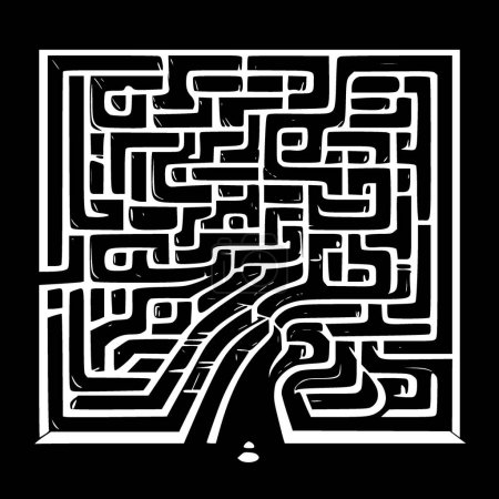 Téléchargez les illustrations : Labyrinthes - logo minimaliste et plat - illustration vectorielle - en licence libre de droit