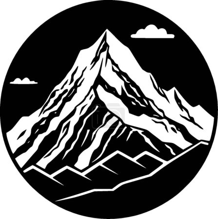 Berg - Schwarz-Weiß-Ikone - Vektorillustration