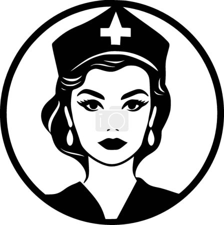 Illustration for Nurse - black and white vector illustration - Royalty Free Image
