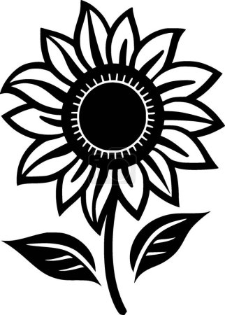 Ilustración de Girasol - icono aislado en blanco y negro - ilustración vectorial - Imagen libre de derechos