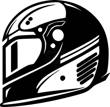 Illustration for Helmet - black and white isolated icon - vector illustration - Royalty Free Image
