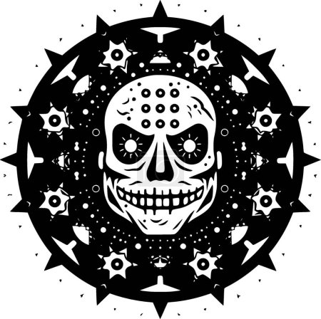 Horror - black and white isolated icon - vector illustration