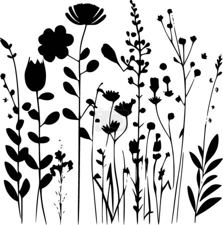 Illustration for Wildflowers - minimalist and simple silhouette - vector illustration - Royalty Free Image