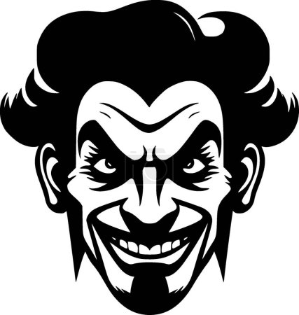 Illustration for Clown - black and white vector illustration - Royalty Free Image