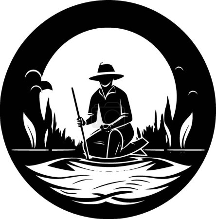 Illustration for Fishing - black and white vector illustration - Royalty Free Image