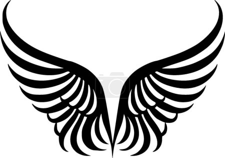 Téléchargez les illustrations : Ailes d'ange - icône isolée en noir et blanc - illustration vectorielle - en licence libre de droit