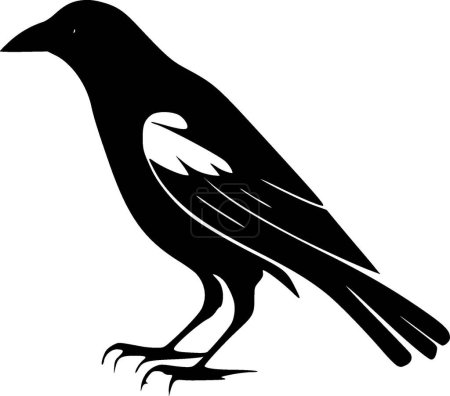 Ilustración de Cuervo - icono aislado en blanco y negro - ilustración vectorial - Imagen libre de derechos