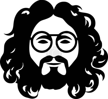 Illustration for Hippy - black and white vector illustration - Royalty Free Image