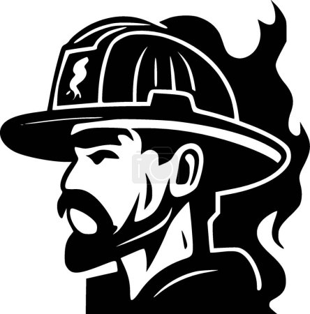 Illustration for Firefighter - black and white vector illustration - Royalty Free Image