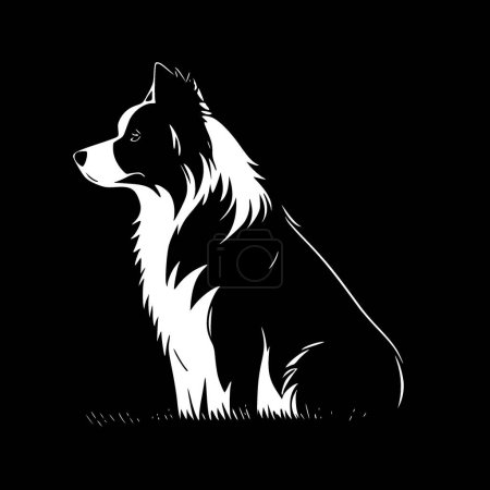 Illustration for Border collie - black and white isolated icon - vector illustration - Royalty Free Image