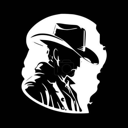 Téléchargez les illustrations : Cowboy - silhouette minimaliste et simple - illustration vectorielle - en licence libre de droit
