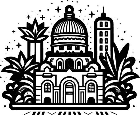 Illustration for Mexico - black and white isolated icon - vector illustration - Royalty Free Image