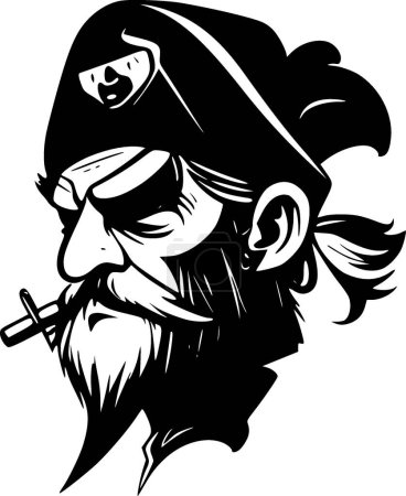 Illustration for Pirate - black and white vector illustration - Royalty Free Image
