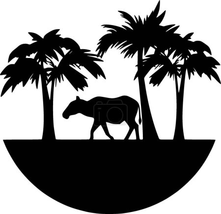 Illustration for Africa - black and white vector illustration - Royalty Free Image