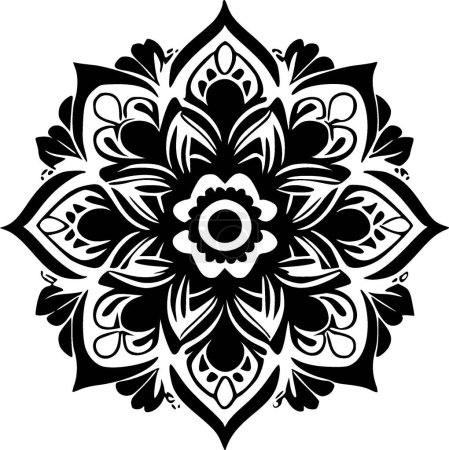 Illustration for Mandala - black and white isolated icon - vector illustration - Royalty Free Image