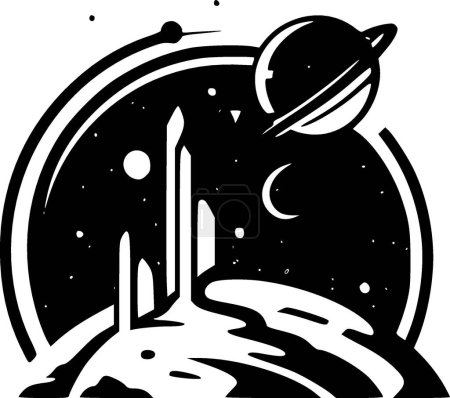 Illustration for Space - black and white isolated icon - vector illustration - Royalty Free Image
