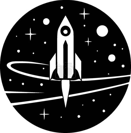 Illustration for Space - black and white vector illustration - Royalty Free Image