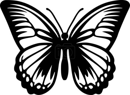 Mariposa - icono aislado en blanco y negro - ilustración vectorial