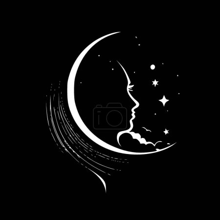 Celestial - black and white vector illustration
