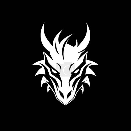 Dragon - black and white isolated icon - vector illustration