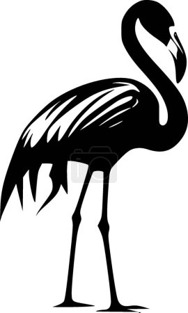 Flamingo - black and white isolated icon - vector illustration
