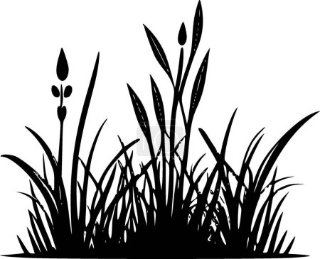 Illustration for Grass - black and white vector illustration - Royalty Free Image