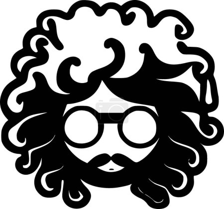 Hippie - black and white vector illustration