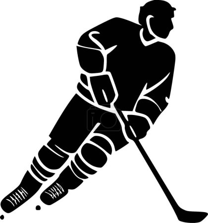 Hockey - black and white isolated icon - vector illustration