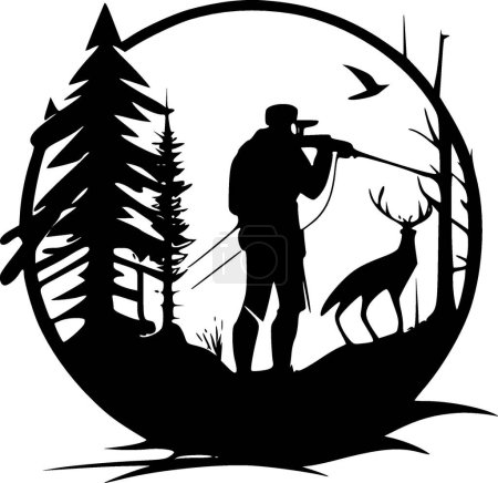 Hunting - minimalist and simple silhouette - vector illustration