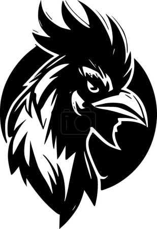 Gallo - icono aislado en blanco y negro - ilustración vectorial