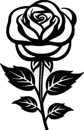 Rose - black and white isolated icon - vector illustration