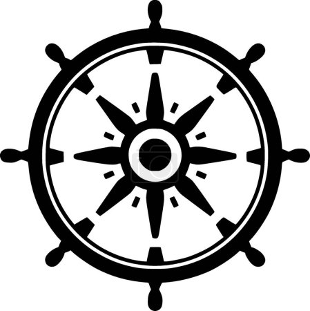 Téléchargez les illustrations : Roue du navire - logo plat et minimaliste - illustration vectorielle - en licence libre de droit