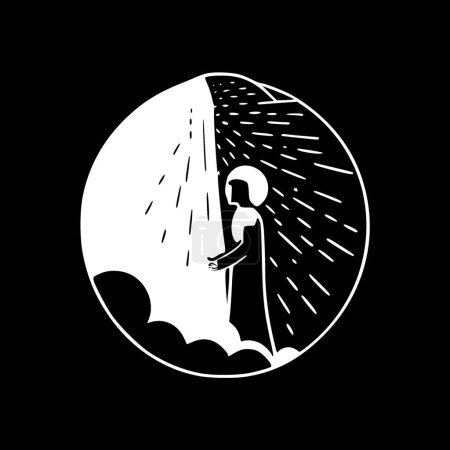 Spirituel - icône isolée en noir et blanc - illustration vectorielle