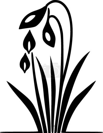 Primavera - icono aislado en blanco y negro - ilustración vectorial