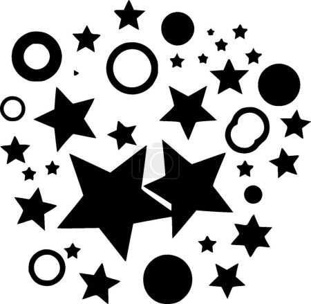 Stars - black and white vector illustration