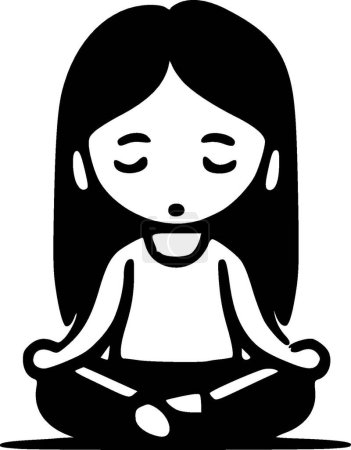 Yoga - ilustración vectorial en blanco y negro