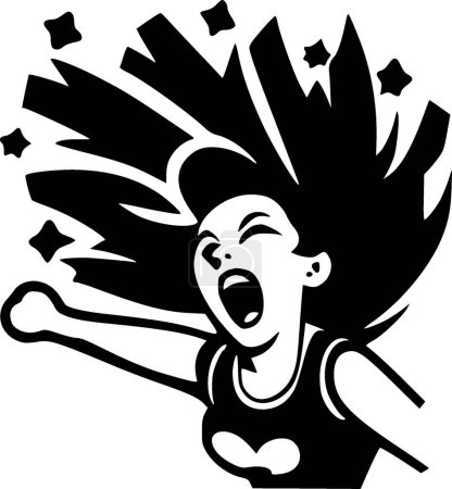 Illustration for Cheer - black and white isolated icon - vector illustration - Royalty Free Image