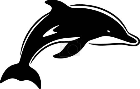 Dolphin - black and white vector illustration