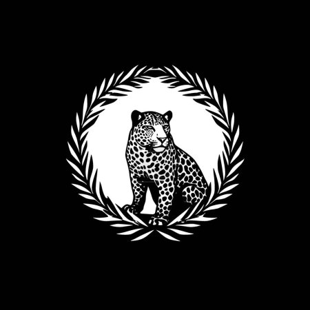 Leopardo - icono aislado en blanco y negro - ilustración vectorial