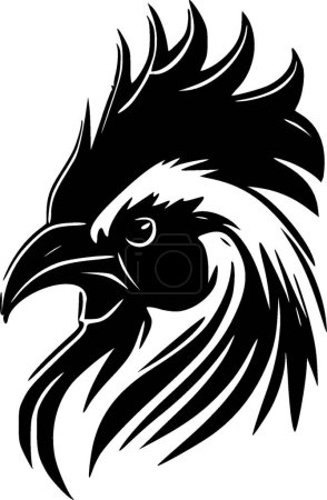 Rooster - black and white isolated icon - vector illustration
