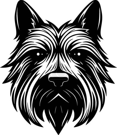 terrier escocés - icono aislado en blanco y negro - ilustración vectorial