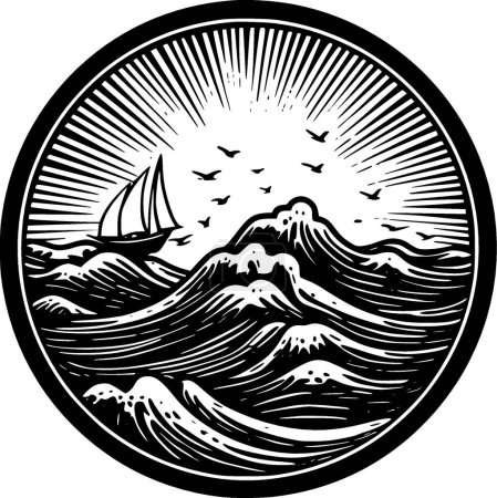 Sea - minimalist and flat logo - vector illustration