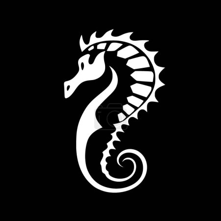 Seahorse - black and white vector illustration