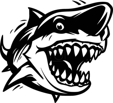 Tiburón - ilustración vectorial en blanco y negro