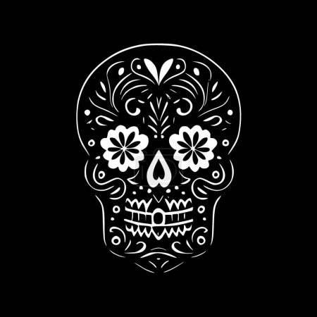 Sugar skull - black and white vector illustration